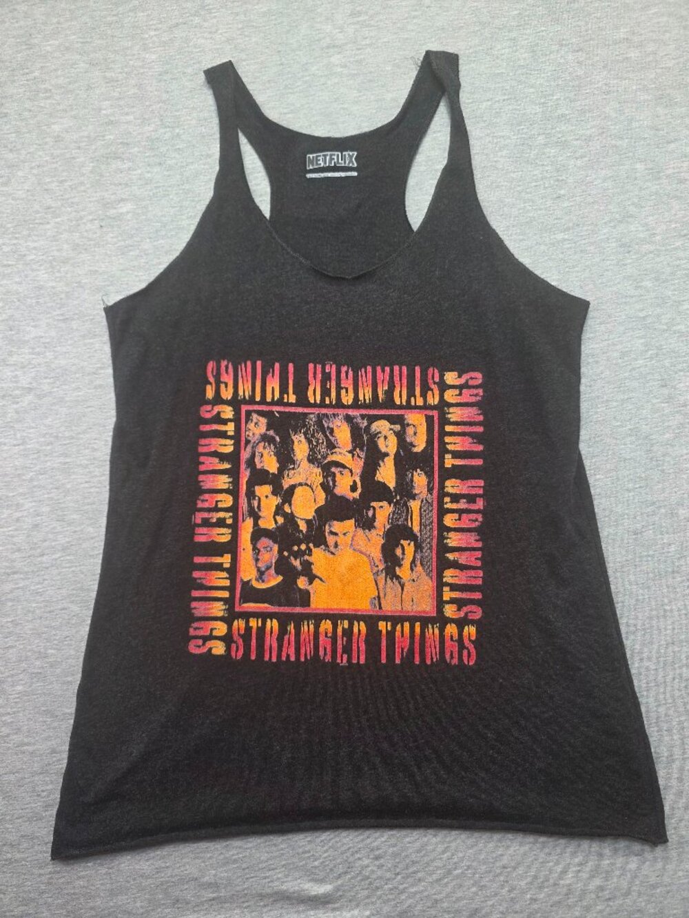Netflix Stranger Things Cast Photo Racerback Tank Top Black